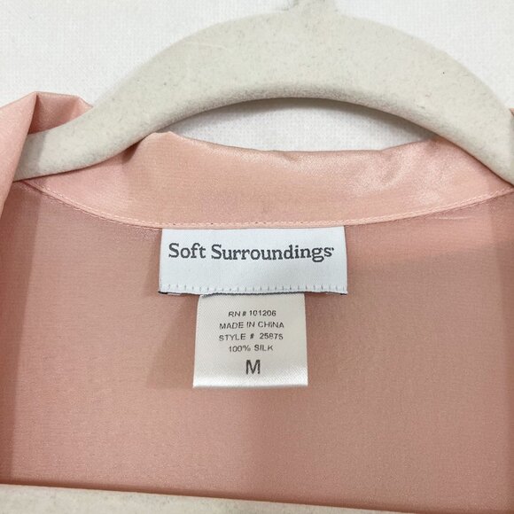 Soft Surroundings Light Pink Silk Long Sleeve Blouse V-Neck - Size Medium - Picture 3 of 5